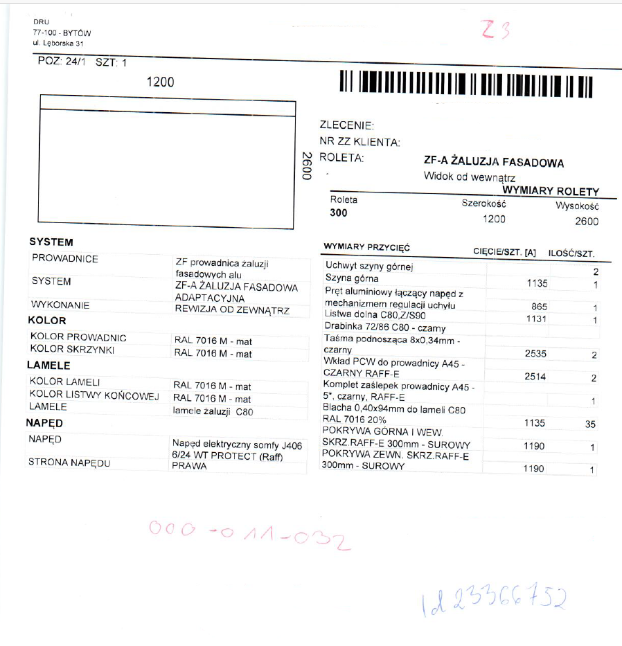 300 — 1200×2600 mm — Drutex outlet — ID 1340
